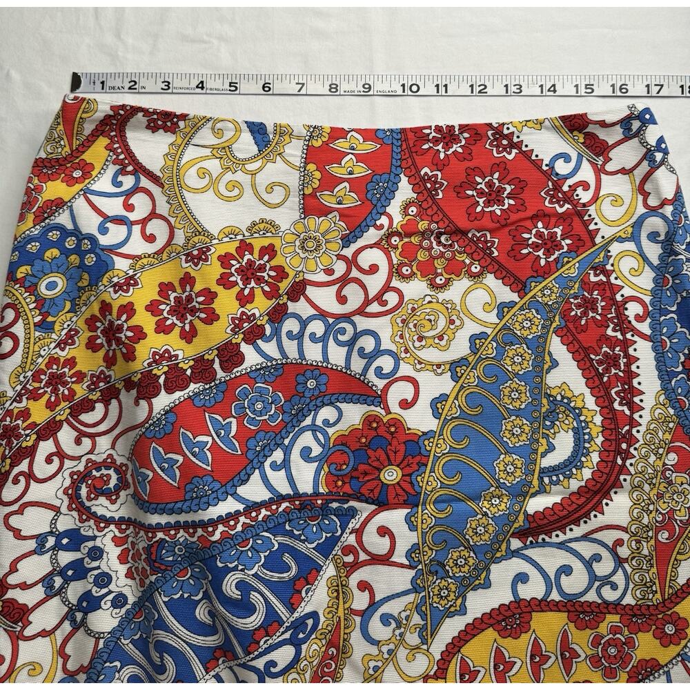Talbots Size 12 Pencil Skirt Red Blue Yellow Paisley Back Zip Lined New - Picture 5 of 10